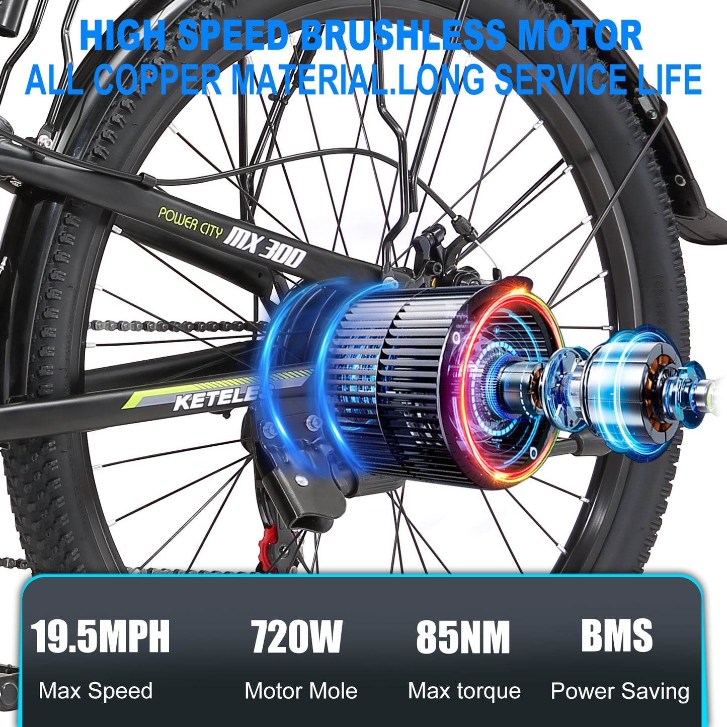 KETELES 1000W 48V 20Ah Batterie Elektrofahrrad für Erwachsene 26" Faltbares E-Bike