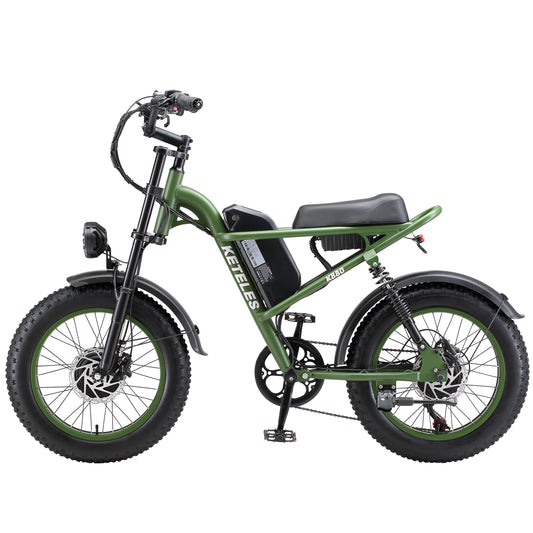 KETELES Elektrofahrrad für Erwachsene, Moped-Stil, E-Bike mit Doppelmotor, vollgefedertes E-Bike, 20 x 4,0 Zoll, Fat Tire, Elektro-Dirtbike, 2000 W, Allradantrieb, Elektrofahrrad, 48 V, 23 Ah, herausnehmbarer Akku, hydraulische Scheibenbremse