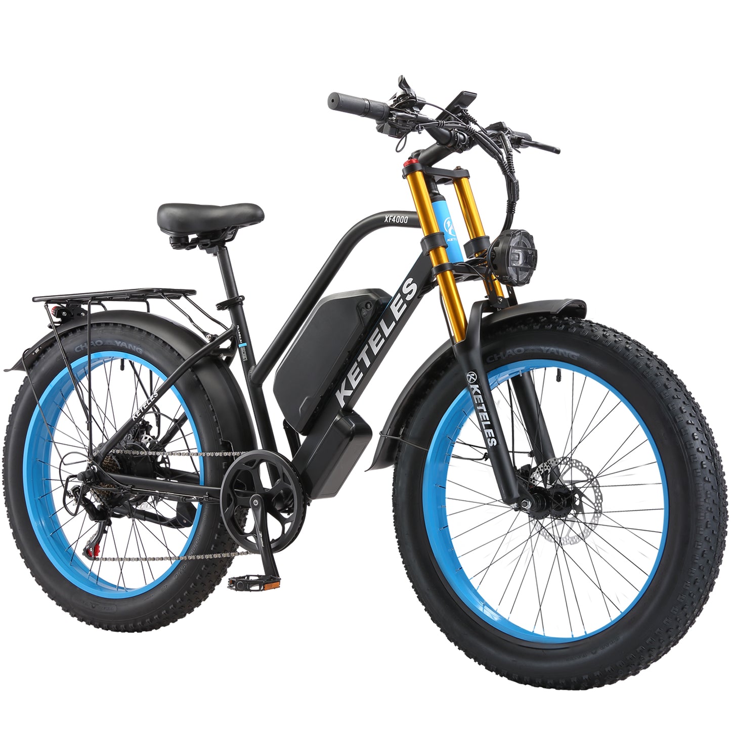 KETELES XF4000 2000W Adult Fat Tire Electric Bicycle, 26'' Dual Motor AWD E-Bike with 23AH Removable Battery, 7-Speed Gears, 32MPH Max Speed, 80-Mile Range - Ideal for Mountain, Beach, Snow Riding