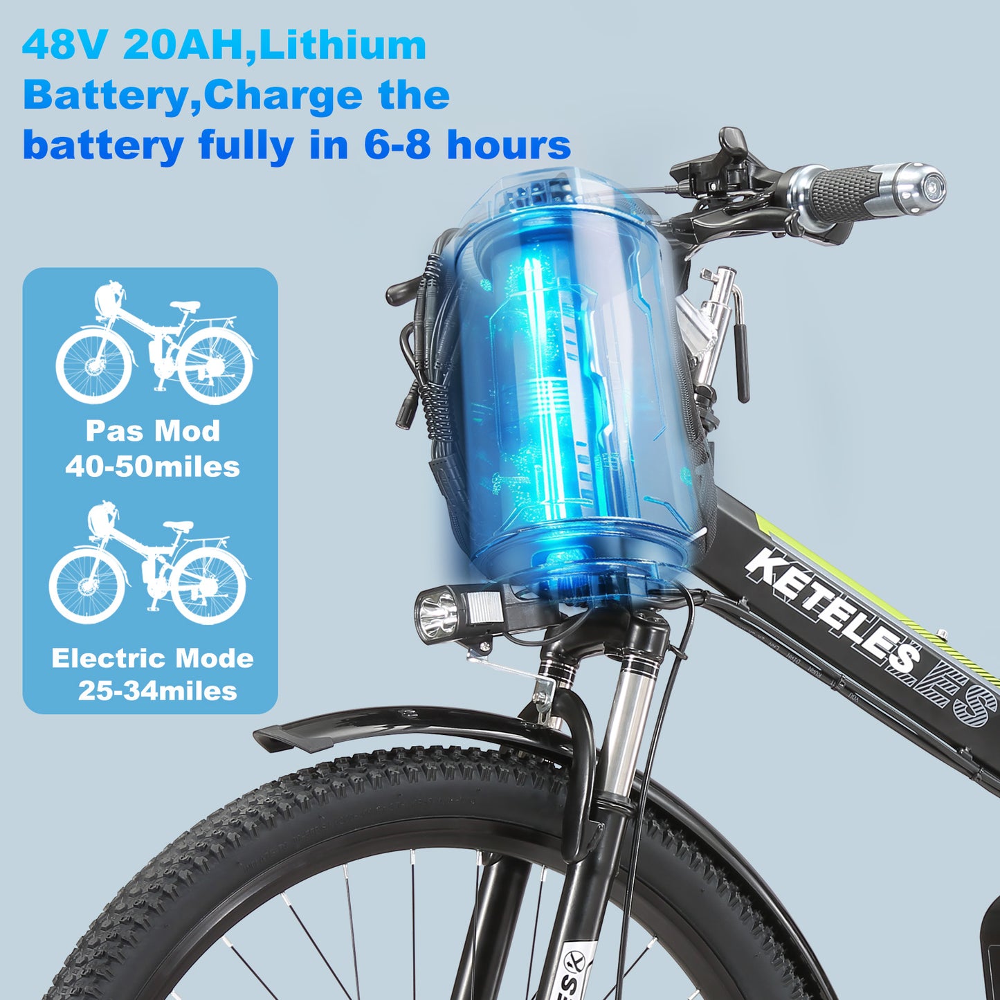 KETELES 1000W 48V 20Ah Batterie Elektrofahrrad für Erwachsene 26" Faltbares E-Bike