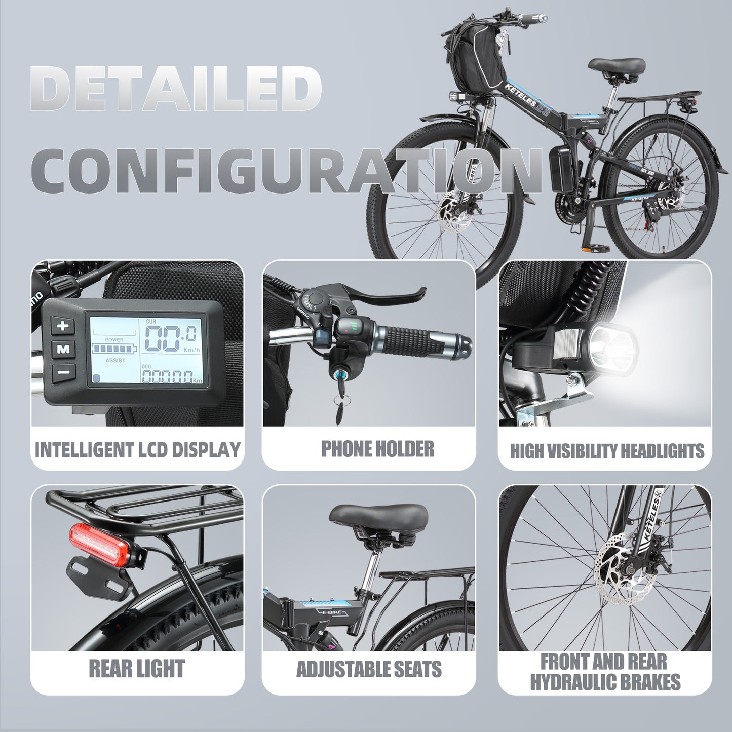 KETELES 1000W 48V 20Ah Batterie Elektrofahrrad für Erwachsene 26" Faltbares E-Bike