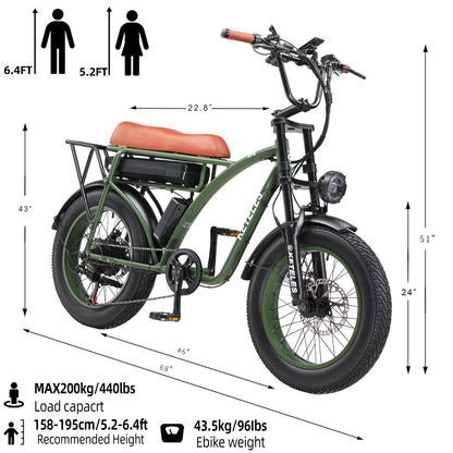 Keteles Kf8 All-Terrain 20 Inch Dikke Band Elektrische Fiets 2000W Dual Motor 23ah Batterij Off-Road Motorfiets E Fiets