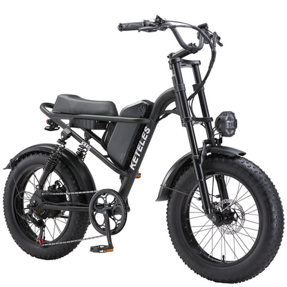 Keteles K880 Electric Bike For Adults, 20" Fat Tire Powerful 750W Brushless Motor, Higher Motor Peak, 48V 17.5AH 840WH Removable Battery, Range 60-80km, 7-Speed Transmission, Electric Mountain Bicycle Commuter Snow Bike Ebikes E-bike