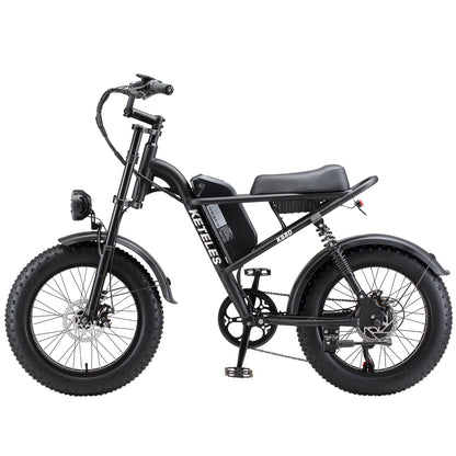 Keteles K880 Electric Bike For Adults, 20" Fat Tire Powerful 750W Brushless Motor, Higher Motor Peak, 48V 17.5AH 840WH Removable Battery, Range 60-80km, 7-Speed Transmission, Electric Mountain Bicycle Commuter Snow Bike Ebikes E-bike