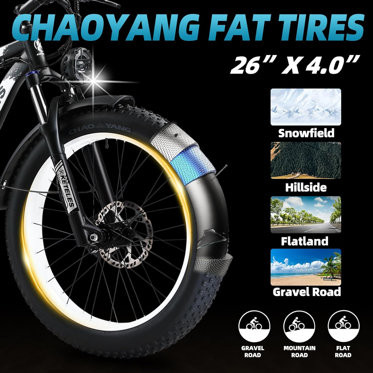 Electric Bike for Adults, 1000W Motor 26 Inch Fat Tire Ebike, 28 MPH 17.5AH 48V Battery Mountain Bicycle 21 Speed Electric Dirt E Bikes for Men