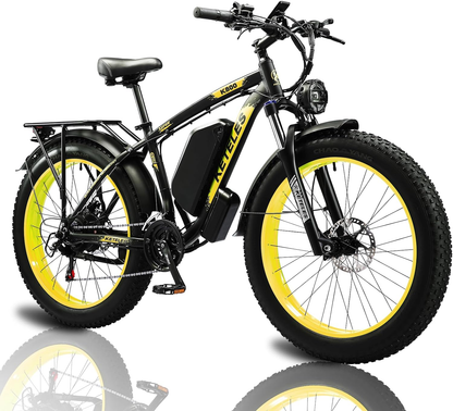 Electric Bike for Adults, 1000W Motor 26 Inch Fat Tire Ebike, 28 MPH 17.5AH 48V Battery Mountain Bicycle 21 Speed Electric Dirt E Bikes for Men