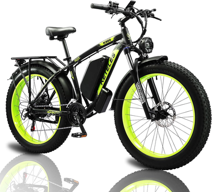 Electric Bike for Adults, 1000W Motor 26 Inch Fat Tire Ebike, 28 MPH 17.5AH 48V Battery Mountain Bicycle 21 Speed Electric Dirt E Bikes for Men