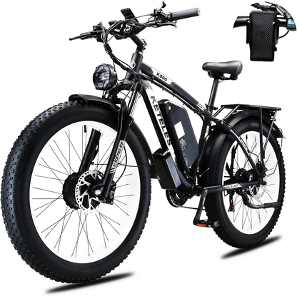 KETELES K800 2000W Dual Motor Electric Bike for Adults - 26'' Fat Tires, 23AH Removable Battery, 33MPH Speed, Beach & Snow Ready Mountain Ebike