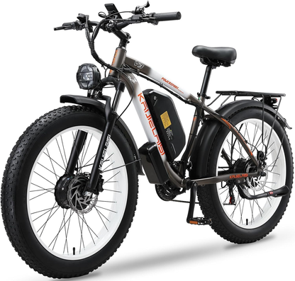 2000W Dual Motor Electric Bike for Men/Women 26 Inch Fat Tire Mountain Adults E Bike 35 MPH 23AH 48V Battery Bicycle 21 Speed Off-Road Mountain Snow Ebike