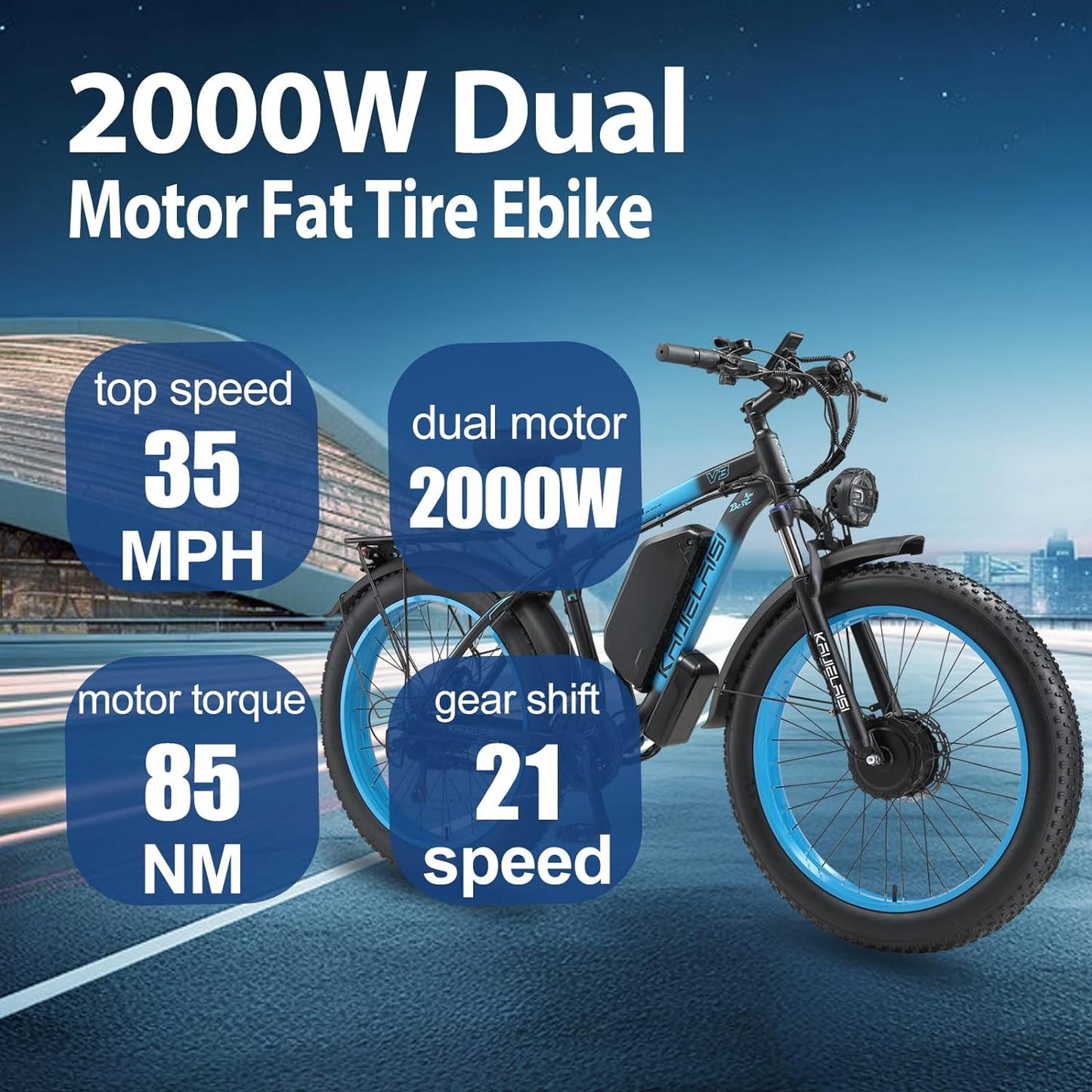 2000W Dual Motor Electric Bike for Men/Women 26 Inch Fat Tire Mountain Adults E Bike 35 MPH 23AH 48V Battery Bicycle 21 Speed Off-Road Mountain Snow Ebike