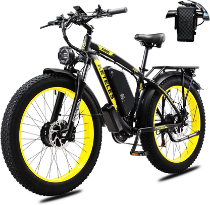 KETELES K800 2000W Dual Motor Electric Bike for Adults - 26'' Fat Tires, 23AH Removable Battery, 33MPH Speed, Beach & Snow Ready Mountain Ebike