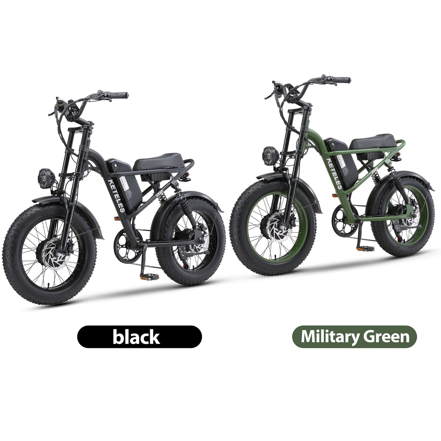 KETELES Electric Bike for Adults, Moped Style Dual Motor Ebike Full Suspension e-bike 20"X4.0" Fat Tire Electric Dirt Bike 2000W AWD Electric bicycle 48V 23AH Removable Battery Hydraulic Disc Brake