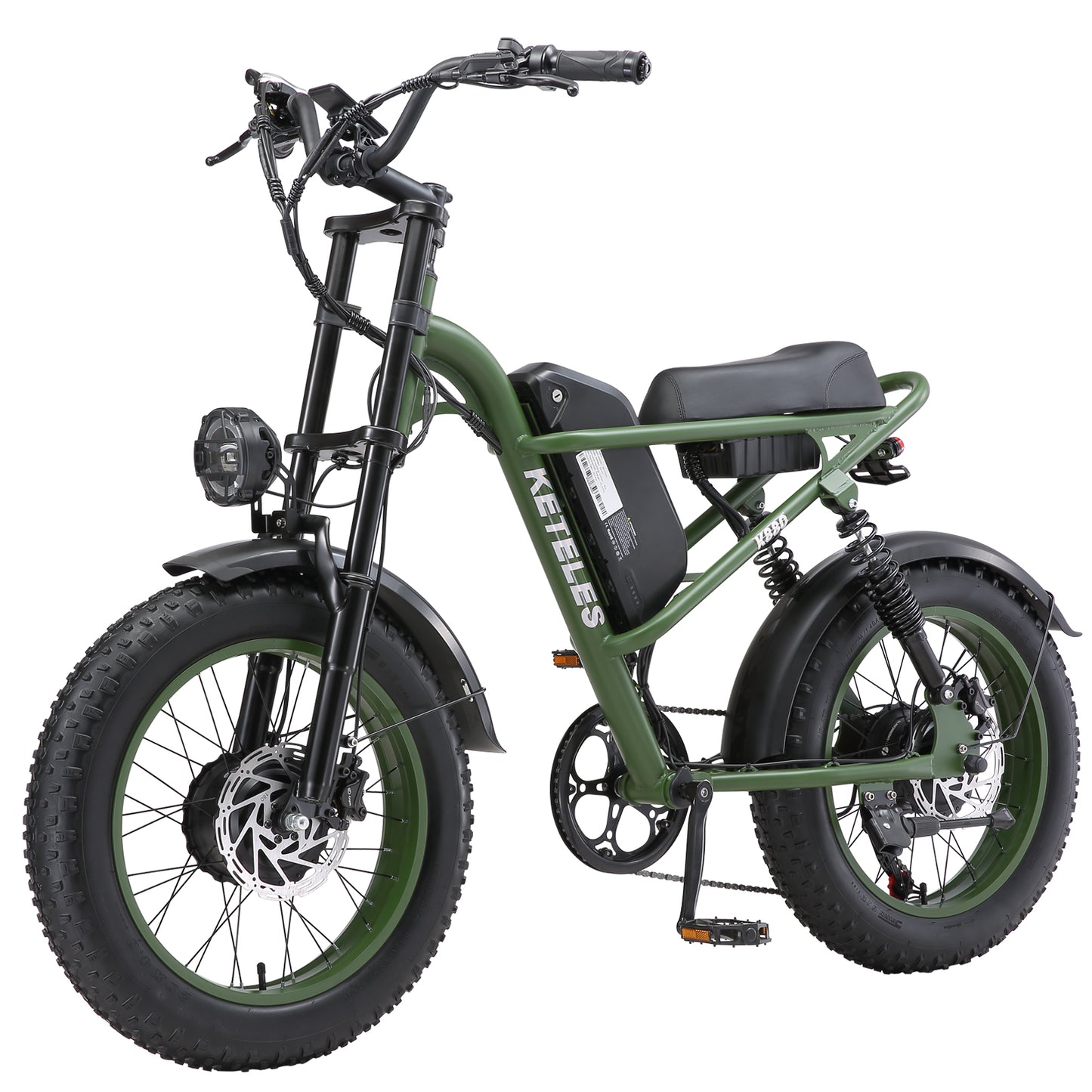 KETELES Electric Bike for Adults, Moped Style Dual Motor Ebike Full Suspension e-bike 20"X4.0" Fat Tire Electric Dirt Bike 2000W AWD Electric bicycle 48V 23AH Removable Battery Hydraulic Disc Brake