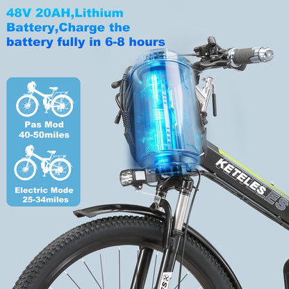 KETELES 1000W 48V 20Ah Battery Electric Bike for Adult 26" Folding eBike