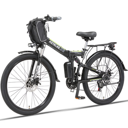 KETELES 1000W 48V 20Ah Battery Electric Bike for Adult 26" Folding eBike