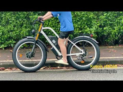 KETELES XF400 2000W Adult Fat Tire Electric Bicycle, 26'' Dual Motor AWD E-Bike with 23AH Removable Battery, 7-Speed Gears, 32MPH Max Speed, 80-Mile Range - Ideal for Mountain, Beach, Snow Riding